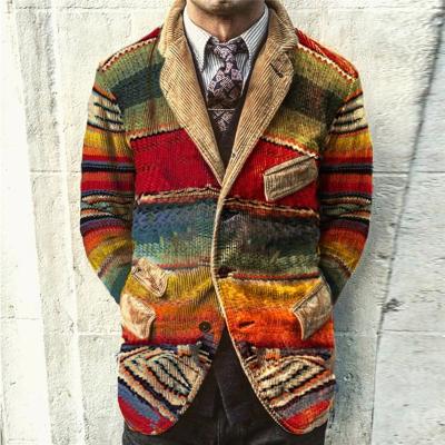 China Regular hot sale new style printed jacket personality tie-dye gradient color stripes men's casual suit jacket for sale