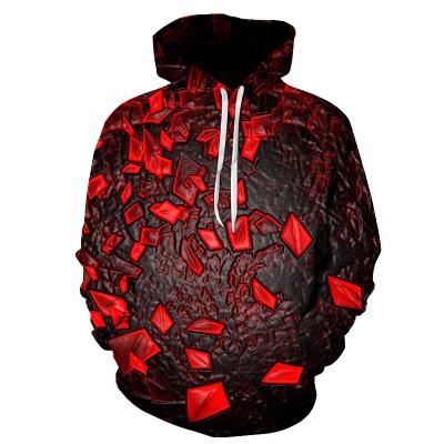 China Anti-Wrinkle Mens Sweater Color Block 3D Fragment Digital Three-Dimensional Hooded Geometric Graphic Printing Pullover Hoodie Men for sale