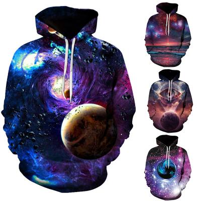 China Unisex Anti-wrinkle Galaxy Space 3D Digital Printing Creative Unique Round Neck Hoodie Fashion Hooded Sweatshirts Can Be Customized for sale