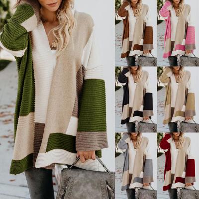 China New Retro Anti-wrinkle Autumn and Winter Sweater Women's Large Size Loose Geometric Color Chart Casual Knitted Sweater for sale