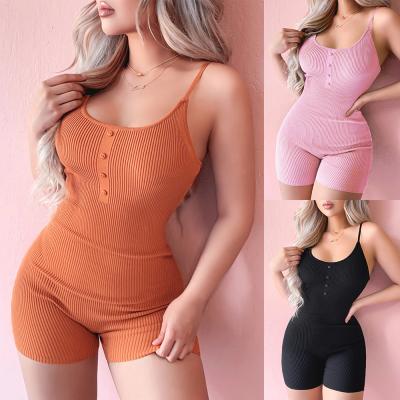 China Casual Women's Summer Leisure Suspenders Slim U-Neck Sports Overalls for sale