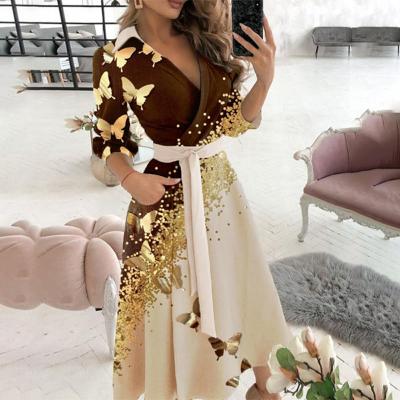 China Women Butterfly Star Printing Graceful Dress Breathable New Wear Dress for sale