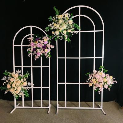 China Durable Reusable Removable Frame Decorated Metal Arch Forest Outdoor Garden Arbor Grid 2022 Custom Flowers Shape Arch Wedding White for sale