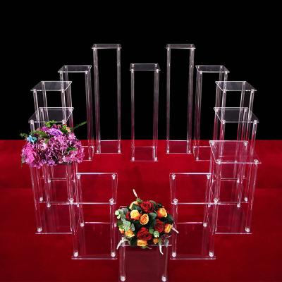 China Table Adjustable Flower Wedding Decorative Frame Flower Door Ornament Acrylic (Other) Processing Clear Glass Wedding Crystal Shelf for sale