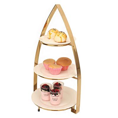 China Event decoration wedding dessert table decoration dessert display rack cake tray afternoon tea center set dessert trays for sale