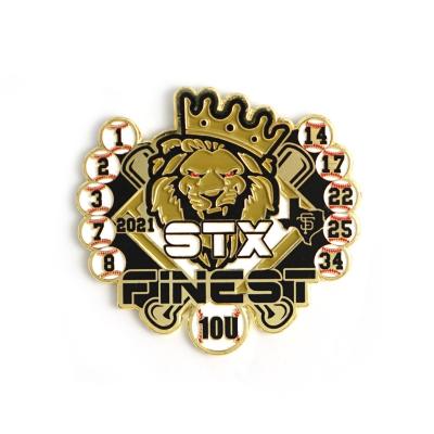 China Free Sample America Manufacture Custom Glitter Metal Baseball Activities Soft Enamel Pins Badges for sale