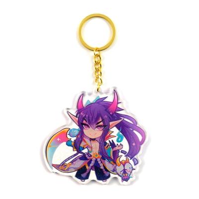 China Anime Custom Printed Clear Transparent Two Side Holographic Glitter Charm Eco - Friendly Acrylic Key Chain for sale