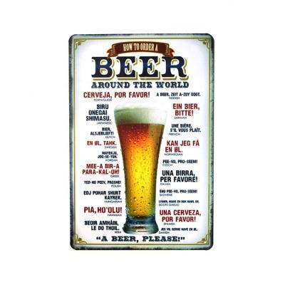 China Retro China Wholesale 20x30cm Vintage Hotel Beer Wall Decoration Tin Signs for sale