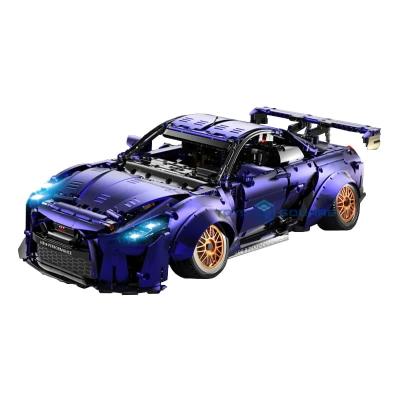 China Building Toy K10221 Super Racing Car 1:10 Purple Blue Low Speed ​​Lying Model Building Blocks MOC Technic Bricks for sale