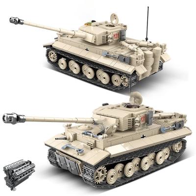 China DIY Building Brick 100061 WW2 Germany War Tiger Tank 131 Military Model With Soldiers Weapon Army Building Block Toys For Kids Gift for sale