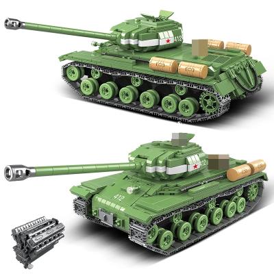 China DIY Building Brick 100062 Military Series WW2 IS-2M Heavy Tank Building Blocks Kits Soldier Army Weapon City Bricks Police Toys Kids Gifts for sale