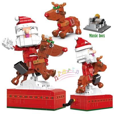 China 2021 DIY Kit Construction Brick XB18019 Christmas Santa Claus Music Box Plastic Building Blocks DIY Set For Kids for sale