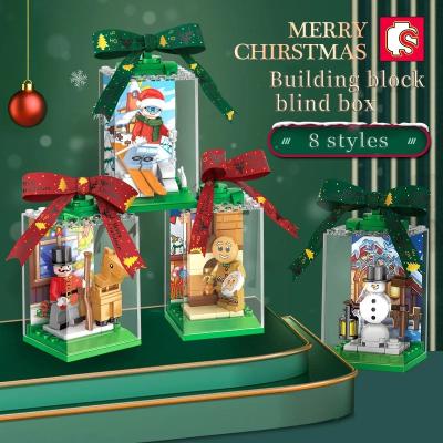 China DIY Brick Senbao Christmas 601157 Christmas Box Building Particle Small Gift Blind Puzzle Assembled Building Block Toy for sale