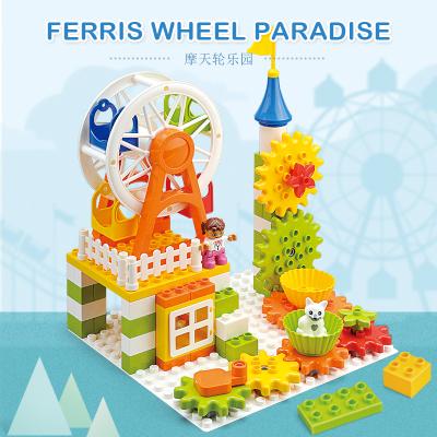 China Building Toy 92pcs 93pcs ABS Garden Restaurant Speed ​​Ferris Wheel Park Bricks Educational DIY Toys For Kids Montessori Building Block Set for sale