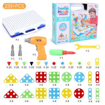 China Jigsaw Toy Creative Children's Electric Drill Nut Disassembly Tool Table 239PCS Building Block 3D Brain Teaser Customize Education Toys for sale