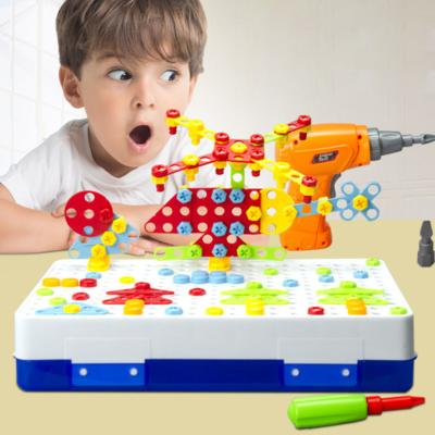 China Puzzle Toy 239pcs BEND Electric Drill Screw Nut Disassembly For Kids Building Bricks Set Mosaic Kids 3D Puzzles Jigsaw Educational Toy for sale