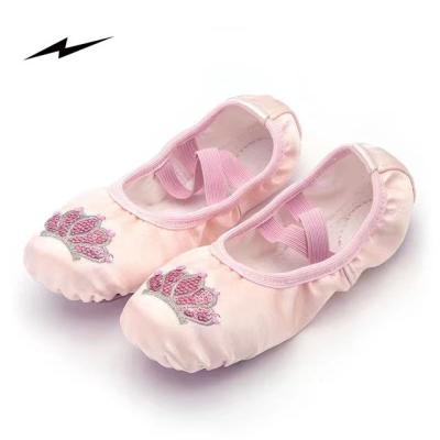 China Pink Professional Good Quality Wear-Resistant Gymnastics Shoes Professional Good Quality Ballet Shoes Satin Pairs Ballet Dancer Flat Shoes Canvas Yoga Slit Belly Dance Shoes For Little Girls for sale