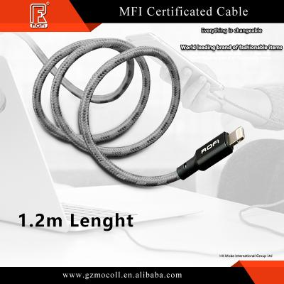 China Mobile Phone Brand ROFI Authorized MFI Certified Chip With 250D Wire 8pin Nylon Charger Cable For iPhone Guangdong Wholesale for sale