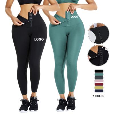 China Breathable Custom Logo Compression Waist Trimmer High Waist Trainer Leggings Women Fitness Butt Lifter Yoga Pants for sale