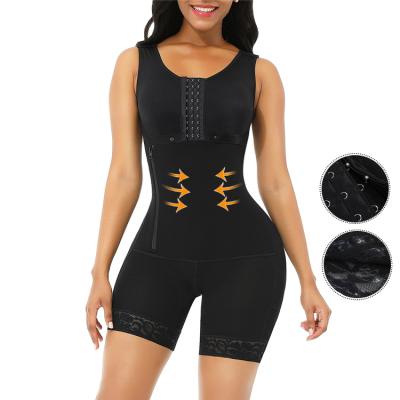 China New Listing High Quality Antibacterial Adjustable Hooks Lift Up Full Body Chest Shaper Plus Size Women Shapewear for sale