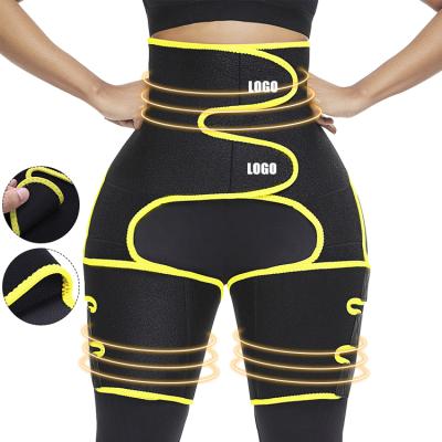 China Custom Logo Waist Trimmer Tummy Control Belt Neoprene Antibacterial Sauna Sweat Thigh Shaper Women Sport Lose Weight for sale