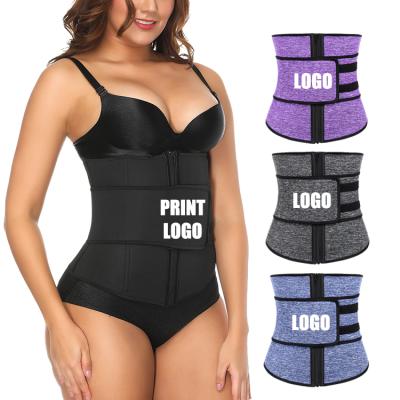 China New Custom Enumerating Antibacterial Logo Zipper Front Women Neoprene Compression Belt Waist Trainer for sale