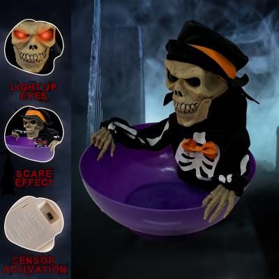 China Indoor Decoration Glow In The Dark Halloween Party Supplies Dishes Purple Skeleton Fruit Bowl for sale