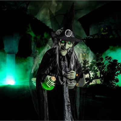 China Indoor Outdoor Haunted House Props 36 Inch Creepy Witch Halloween Outdoor Animatronic Decorations Home Decor Music Decorations for sale