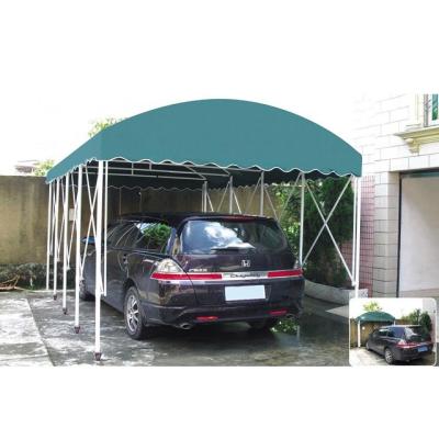 China Waterproof /UV-Resistance Parking Lot Metal Frame Car Garage Retractable Folding Shelter With Wheels for sale