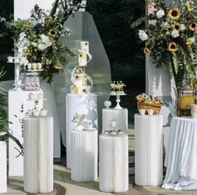 China For Wedding Banquet Event Party Hot Selling Wedding Props Road Guide Ornaments Origami Dessert Table Folding Cylindrical Paper Roman Column for sale