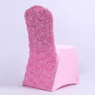 China Full Color Elastic Fabric Polyester Spandex Banquet Ruffle Hotel Chair Cover Wedding Decoration for sale