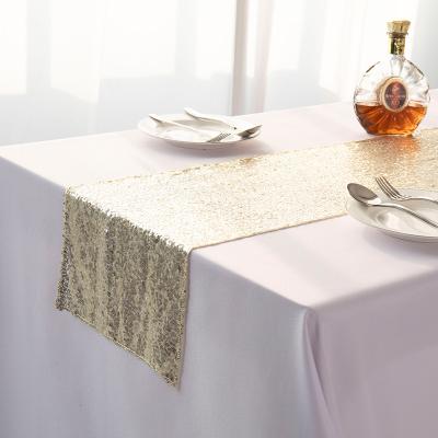 China Luxury Dobby Banquet Favor Hotel Sequin Table Runner For Wedding for sale