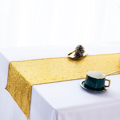 China Dobby Fashion Wedding Party Rose Gold Sequin Table Runner for sale