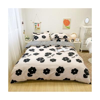 China 2022 Anti-Static 100% Polyester Home Textile Fabric Floral Scatter Printing Cartoon Style Korean Sheet Bed Sets for sale