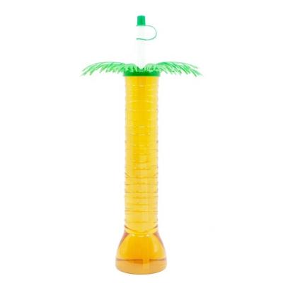 China Sustainable Plastic Beach Party Palm Tree Yard Drinking Cups With Straw for sale