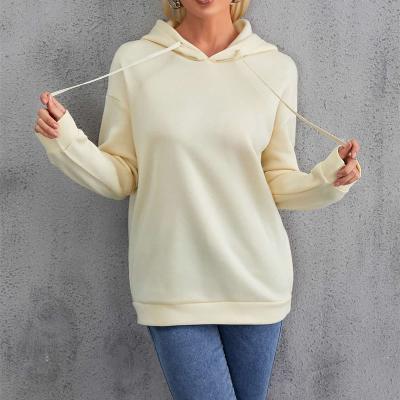 China Anti-wrinkle factory price plain women long sleeve casual simple unlined spring pullover lightweight hoodies for sale