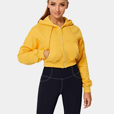 China Anti-wrinkle weight shorts mid length drawstring women grow cotton top custom empty pullover single sleeve long hoodies for sale