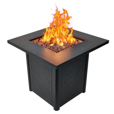 China Modern Outdoor Firepit Table 28 Inch Backyard Patio Heater Furniture Garden Metal Firepit Burner Outdoor Fire Pit 50,000 Btu Square Table for sale