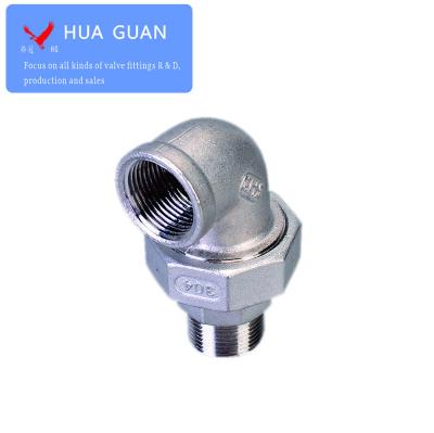 China Oil Gas Water Industrial the newest type SS304 SS316 BSPT BSPP NPT F/M Threaded 90 degree elbow union for sale