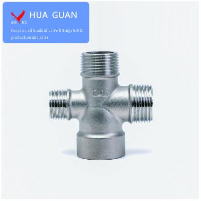 China Pipe Lines Connect Stainless steel 304 316 Reducing Female/Male Cross water pipe joint DN15/20 reducing fittings with BSPP BSPT NPT threaded for sale