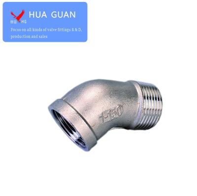 China Pipe Lines Connect 304 Stainless Steel 45 Degree Elbow Female/Male Joint, Water Pipe With NPT BSPP BSPT Threaded for sale