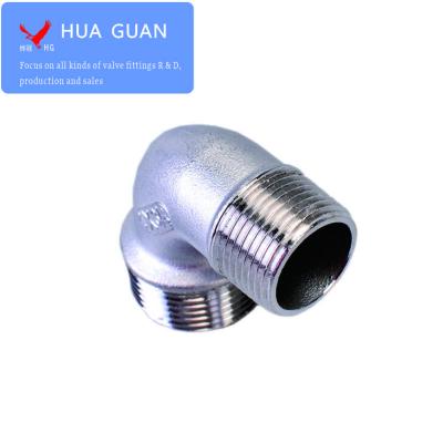 China Water Pipe System 304 Stainless Steel BSPP BSPT NPT Male Tread Elbow Both Sides 90 Degree Male Thread Reducer Elbow for sale