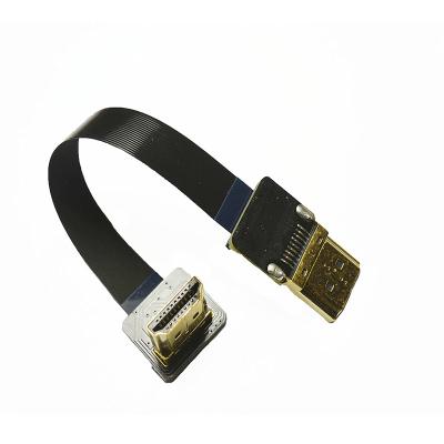 China Micro Right Angle 90 Degree Slim PCB HDMI Cable With Standard Straight HDMI Flat Ribbon Soft Fpv Cable for sale