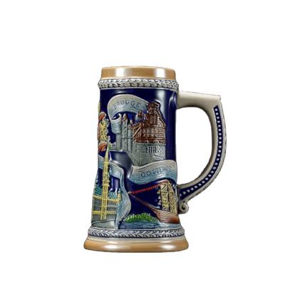 China Large Capacity 3D Figure Statue Belgium Sustainable Creative Beer Ceramic Wholesale Mug 1000ml for sale