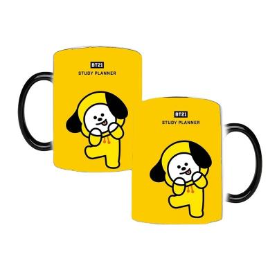 China Cheap Viable Cartoon Color Changing Black Coated Ceramic Beer Mug 15oz for sale