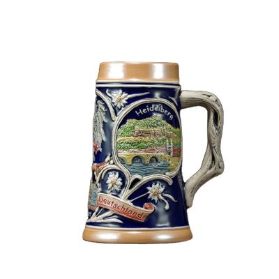 China Customized 600ml Viable Popular Style Logo Hand-Painting Artistic Old Germany Mug for sale