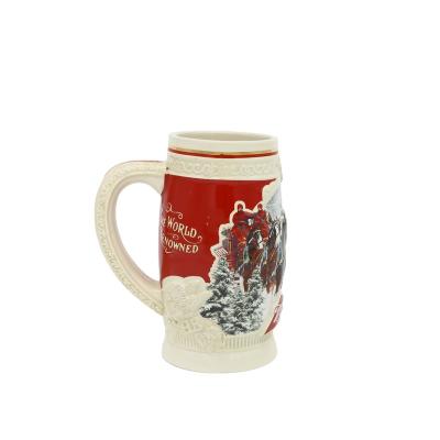 China Artistic Sustainable Hand-Painting With Customizable Real Gold Porcelain Ceramic Beer Mug for sale