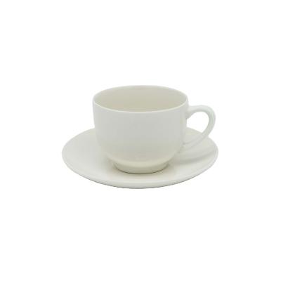 China High Quality Sustainable Hot Selling Full White Ceramic Coffee Mugs With Saucer Set for sale