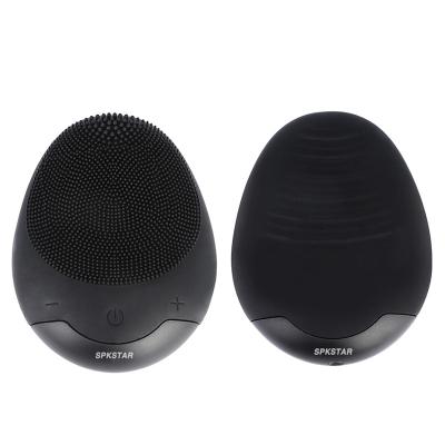 China Dropshipping Electric Sonic Facial Cleansing Brush For Deeper Cleansing Electric Silicone Egg Black Face Detergent Skin Care Waterproof Men for sale