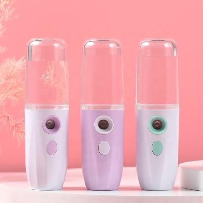 China Cool Humidifier Mini Nano Vaporizador By USB Rechargeable Portable Cold Facial Massager Battery Operated Moisturizer Pocket Mist Sprayer for sale